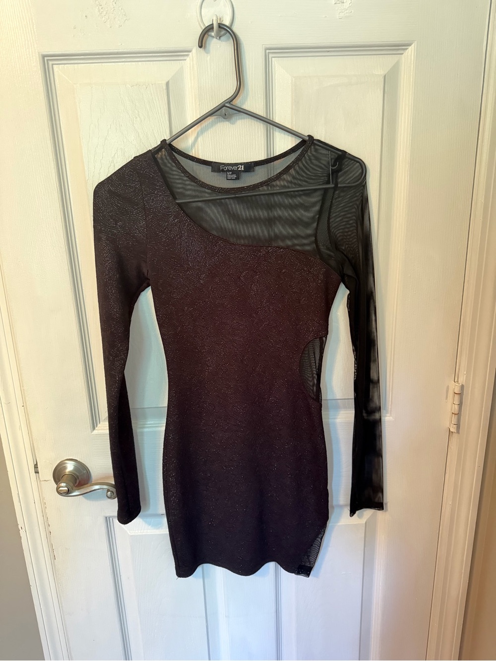 Forever 21 Black One-Shoulder Mesh Accent Bodycon Dress